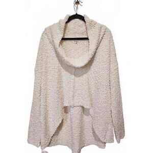 Cozy Chunky Knit POL Cream Soft Sweater with Cowl Neck